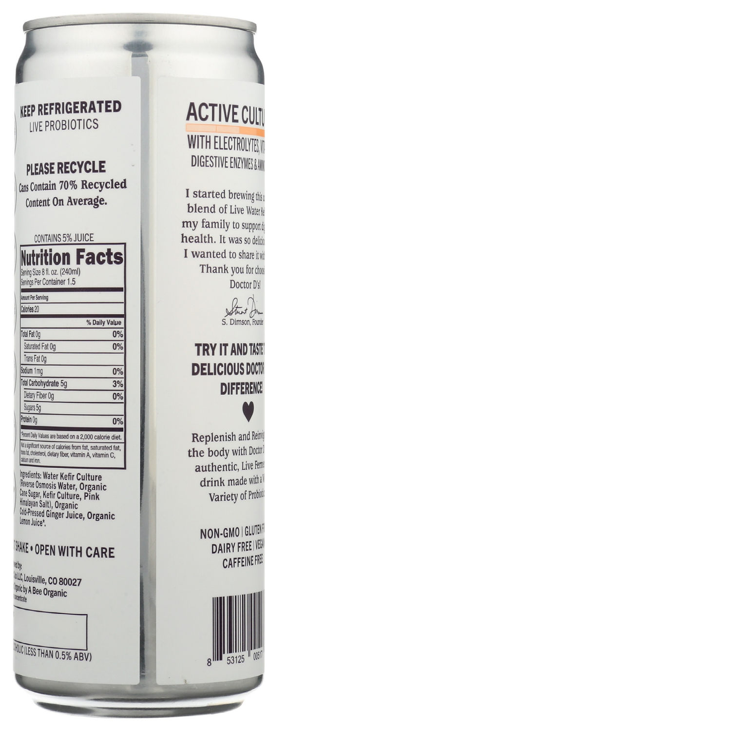 slide 2 of 2, Doctor D's Sparkling Probiotic Drink Ginger Brew- 12 fl oz, 12 fl oz