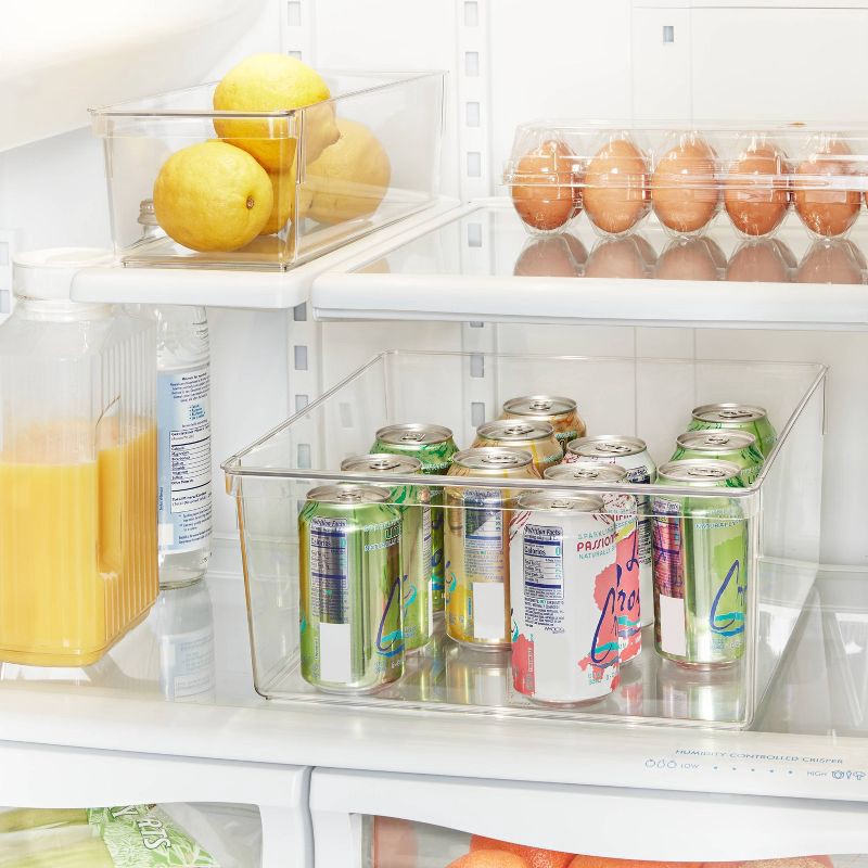 slide 2 of 3, Medium Narrow Fridge and Pantry Organizer Bin - Brightroom™: Clear BPA-Free Kitchen Storage, Freezer-Safe, 14.5"x5.5", 1 ct