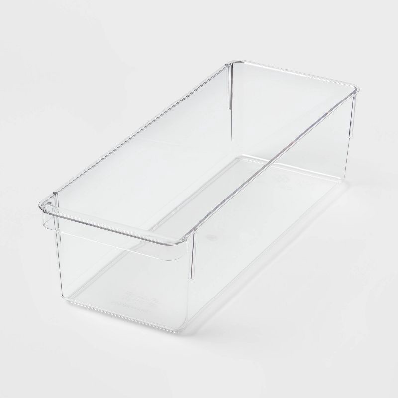 slide 1 of 3, Medium Narrow Fridge and Pantry Organizer Bin - Brightroom™: Clear BPA-Free Kitchen Storage, Freezer-Safe, 14.5"x5.5", 1 ct