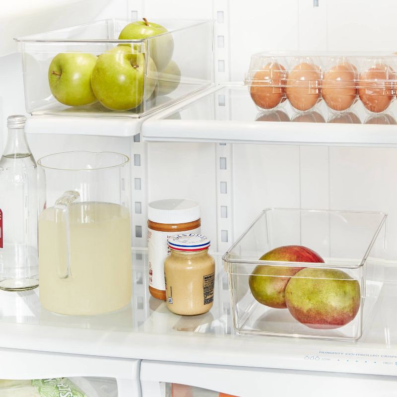 slide 2 of 3, Small Wide Fridge and Pantry Organizer Bin - Brightroom™: Clear BPA-Free Kitchen Storage, Freezer-Safe, 10.5"x6.94", 1 ct