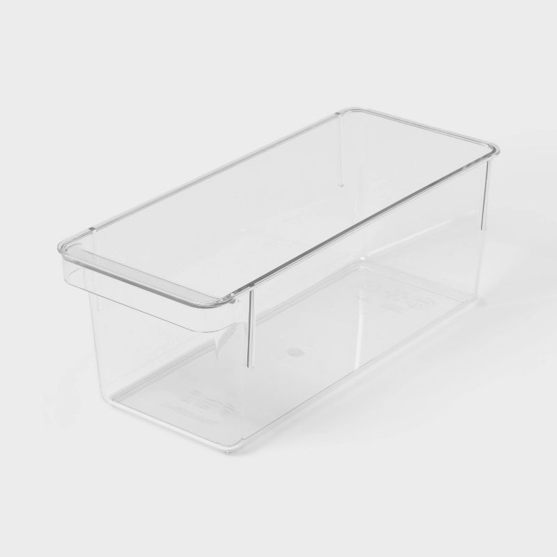 slide 1 of 2, Small Narrow Fridge and Pantry Organizer Bin - Brightroom™: Clear Kitchen Storage, Freezer-Safe, 10.5" Depth, 1 ct