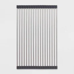 Over the Sink (Roll Away) Dish Drainer Silver - Brightroom™: Stainless Steel Drying Rack Mat, Hand Wash, 20.5"x13"