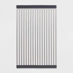 Over the Sink (Roll Away) Dish Drainer Silver - Brightroom™: Stainless Steel Drying Rack Mat, Hand Wash, 20.5"x13"