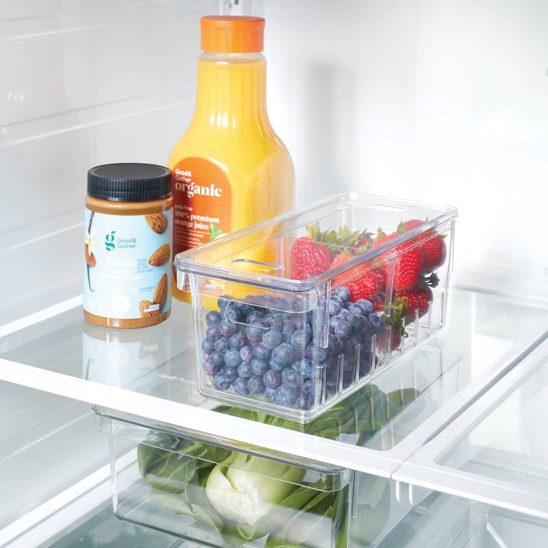 slide 2 of 3, Divided Berry Bin with lid Clear - Brightroom™: Refrigerator Organizer, Kitchen Storage, Freezer-Safe, 1 ct