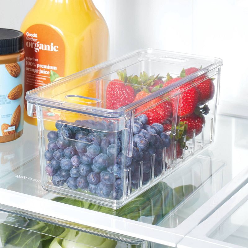 slide 1 of 1, Divided Berry Bin with lid Clear - Brightroom™: Refrigerator Organizer, BPA-Free, Kitchen Storage, Freezer-Safe, 1 ct