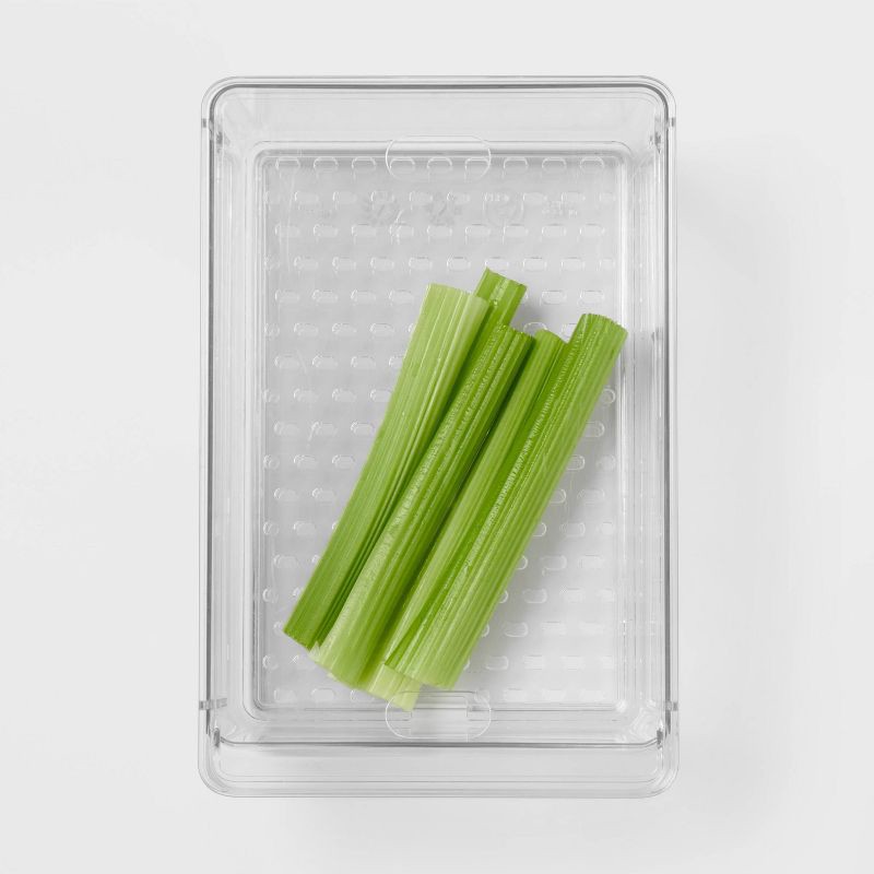 slide 3 of 3, Produce Fridge Bin with Lid - Brightroom™: Clear Refrigerator Organizer, Kitchen Storage, 10.5" Depth, 1 ct