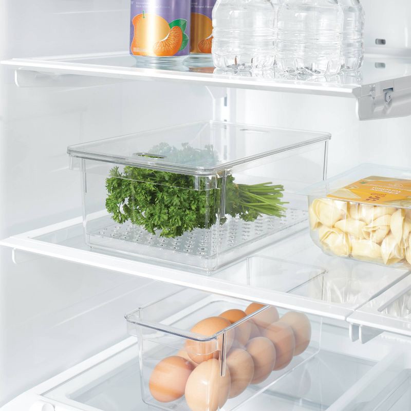 slide 2 of 3, Produce Fridge Bin with Lid - Brightroom™: Clear Refrigerator Organizer, Kitchen Storage, 10.5" Depth, 1 ct