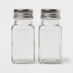 3" Basic Salt and Pepper Set with Stainless Steel Top - Room Essentials™: Glass, Hand Wash, 2 Pieces, 3.66" Height