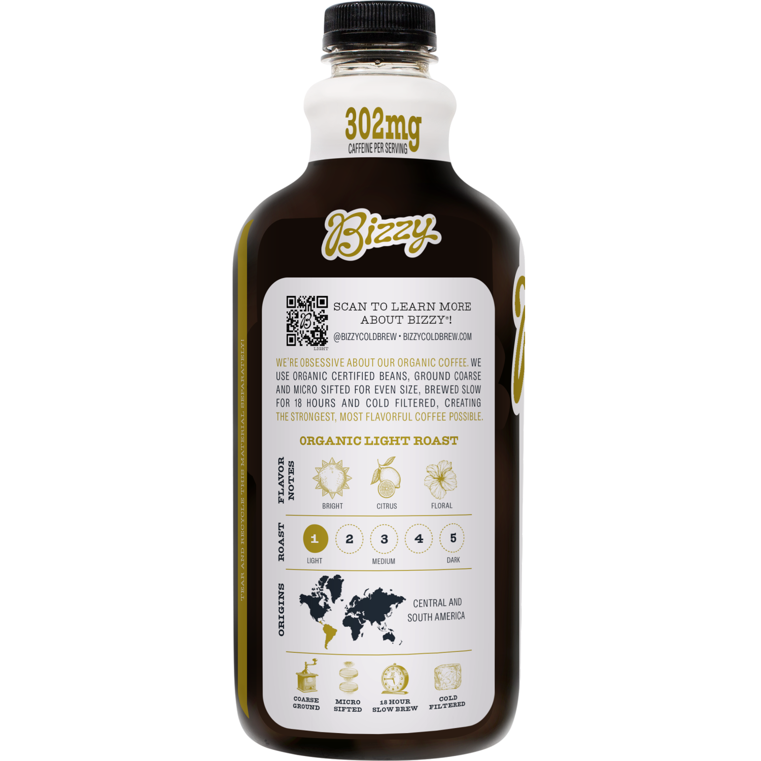 slide 2 of 4, Bizzy Coffee Coffee, Organic, Light Roast, Cold Brew, 48 fl oz