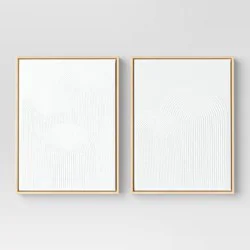 (Set of 2) 12&quot; x 16&quot; Rainbow Arches Framed Embellished Canvas Set - Threshold™: Modern Abstract Wall Art, Sawtooth Back Mount