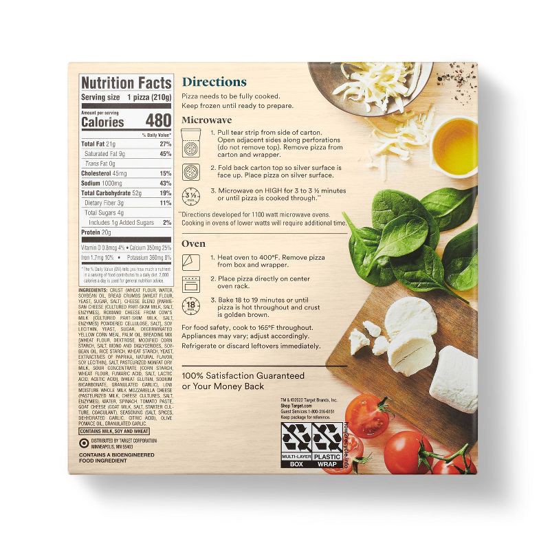 slide 2 of 4, Frozen Spinach & Goat Cheese Mini Pizza - 7.4oz - Good & Gather™, 7.4 oz