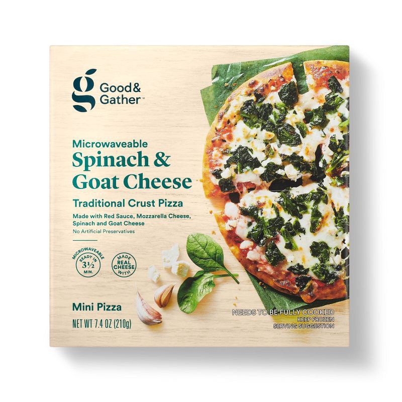 slide 1 of 3, Frozen Spinach & Goat Cheese Mini Pizza - 7.4oz - Good & Gather™, 7.4 oz