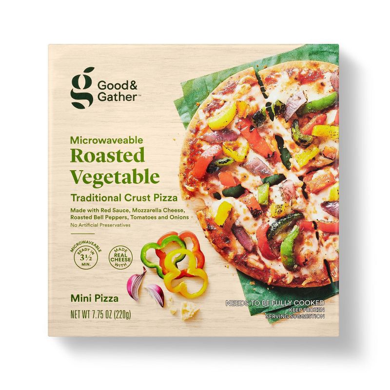 slide 1 of 3, Frozen Roasted Vegetable Mini Pizza - 7.75oz - Good & Gather™, 7.75 oz