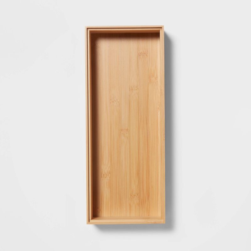 slide 3 of 3, 6"x 15" Natural Rectangular Drawer Organizer Brown - Brightroom™: Kitchen Utensil & Silverware Storage, Stain-Resistant, 1 ct