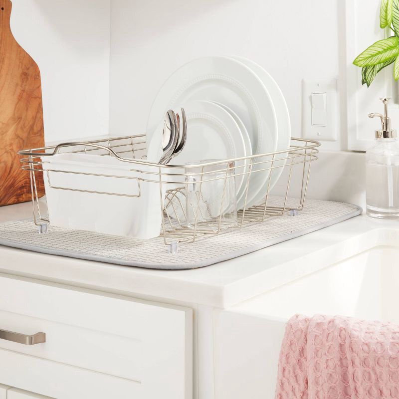 slide 2 of 3, 18"x 24" Drying Mat Light Gray - Brightroom™: Polyester Dish Mat for Kitchen, Machine Washable, 1 ct