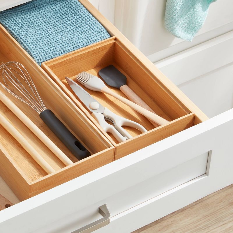slide 2 of 3, 9"x 6" Natural Rectangular Drawer Organizer Brown - Brightroom™: Utensils & Silverware Storage, Stain-Resistant, Freestanding, 1 ct