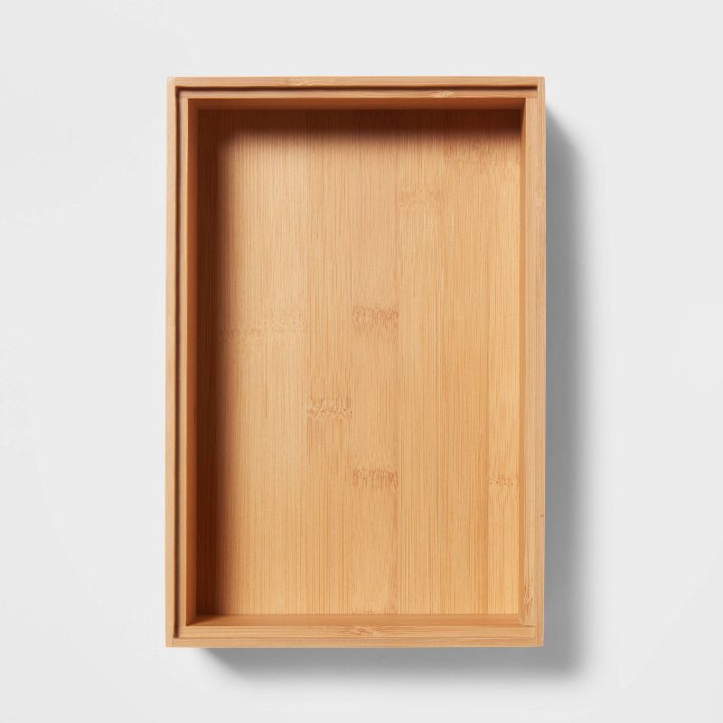 slide 3 of 3, 9"x 6" Natural Rectangular Drawer Organizer Brown - Brightroom™: Utensils & Silverware Storage, Stain-Resistant, Freestanding, 1 ct