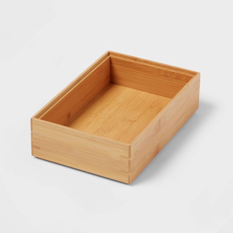 slide 1 of 3, 9"x 6" Natural Rectangular Drawer Organizer Brown - Brightroom™: Utensils & Silverware Storage, Stain-Resistant, Freestanding, 1 ct