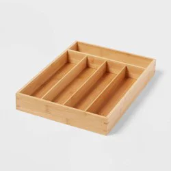 Natural 5 Compartment Flatware Drawer Organizer Brown - Brightroom™: Silverware & Utensils Holder, In-Drawer Storage