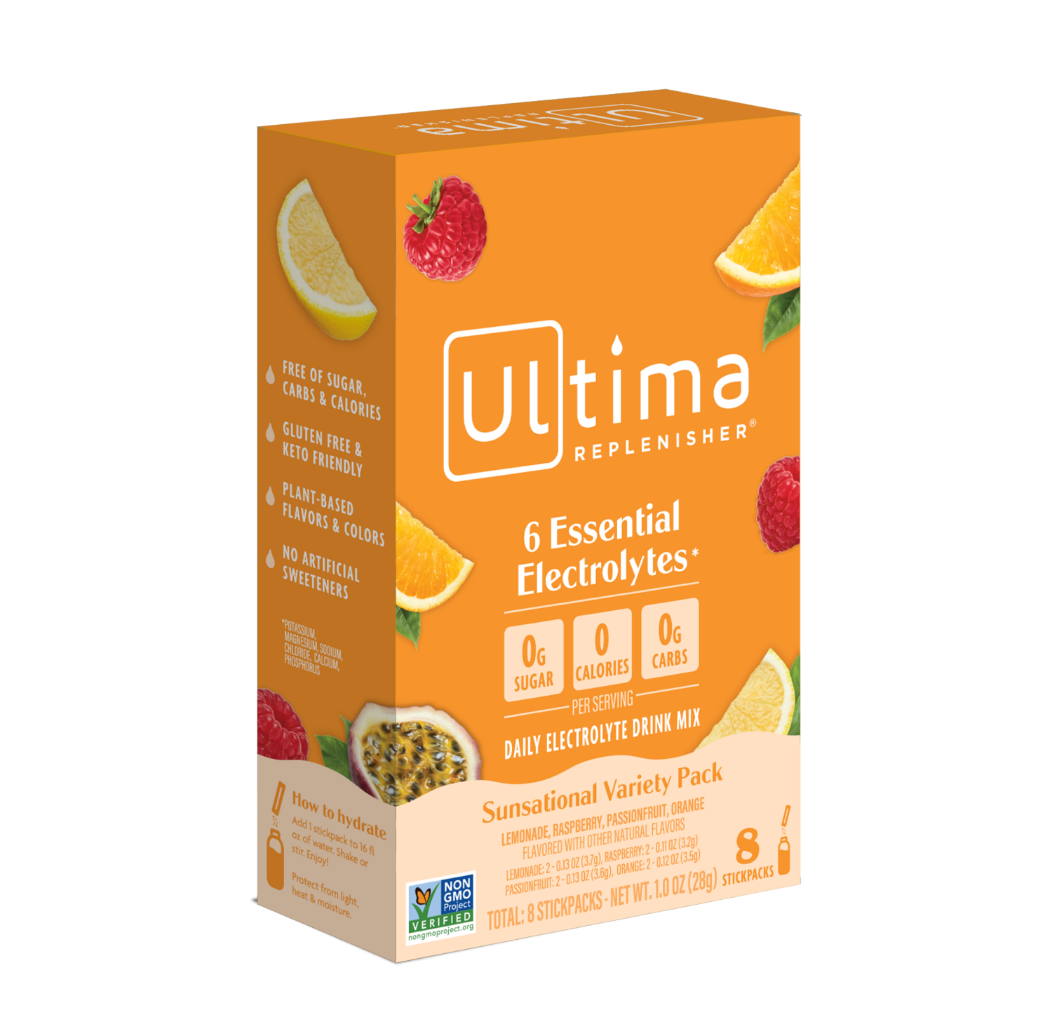 slide 1 of 4, Ultima Replenisher Daily Sunsational Variety Pack Electrolyte Drink Mix 8 Stickpacks, 8 ct