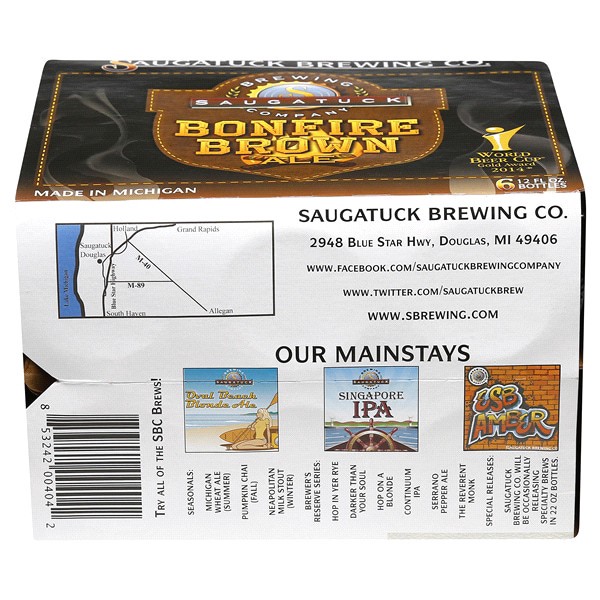 slide 8 of 17, Saugatuck Bonfire Brown Ale, 6 ct; 12 fl oz