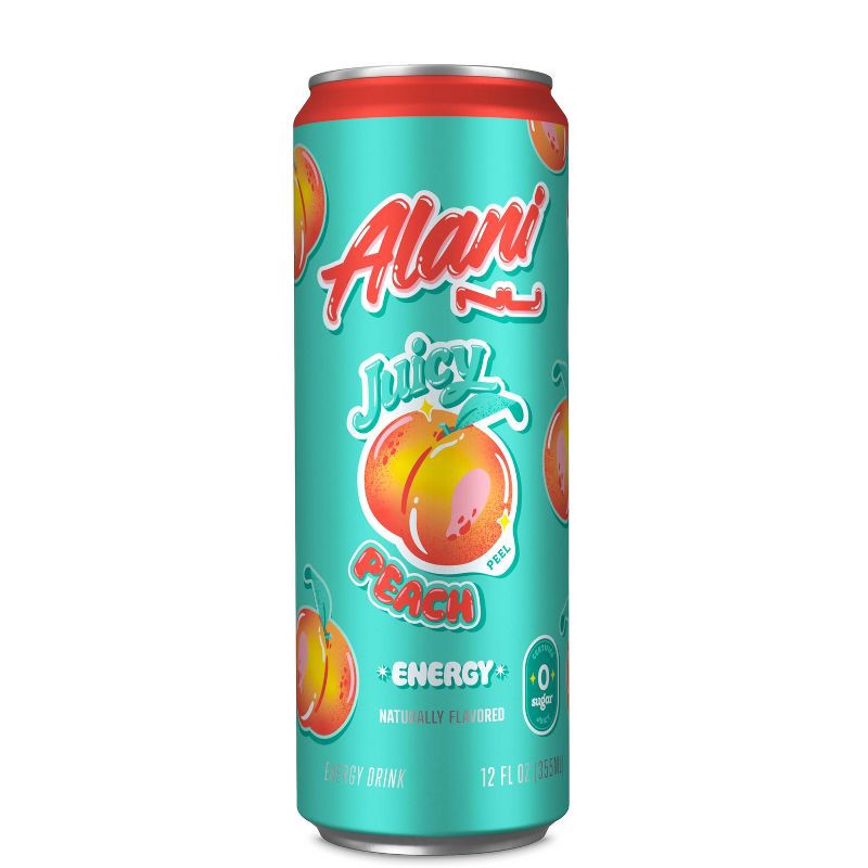 slide 1 of 3, Alani Nu Alani Juicy Peach Energy Drink - 12 fl oz Can, 12 fl oz