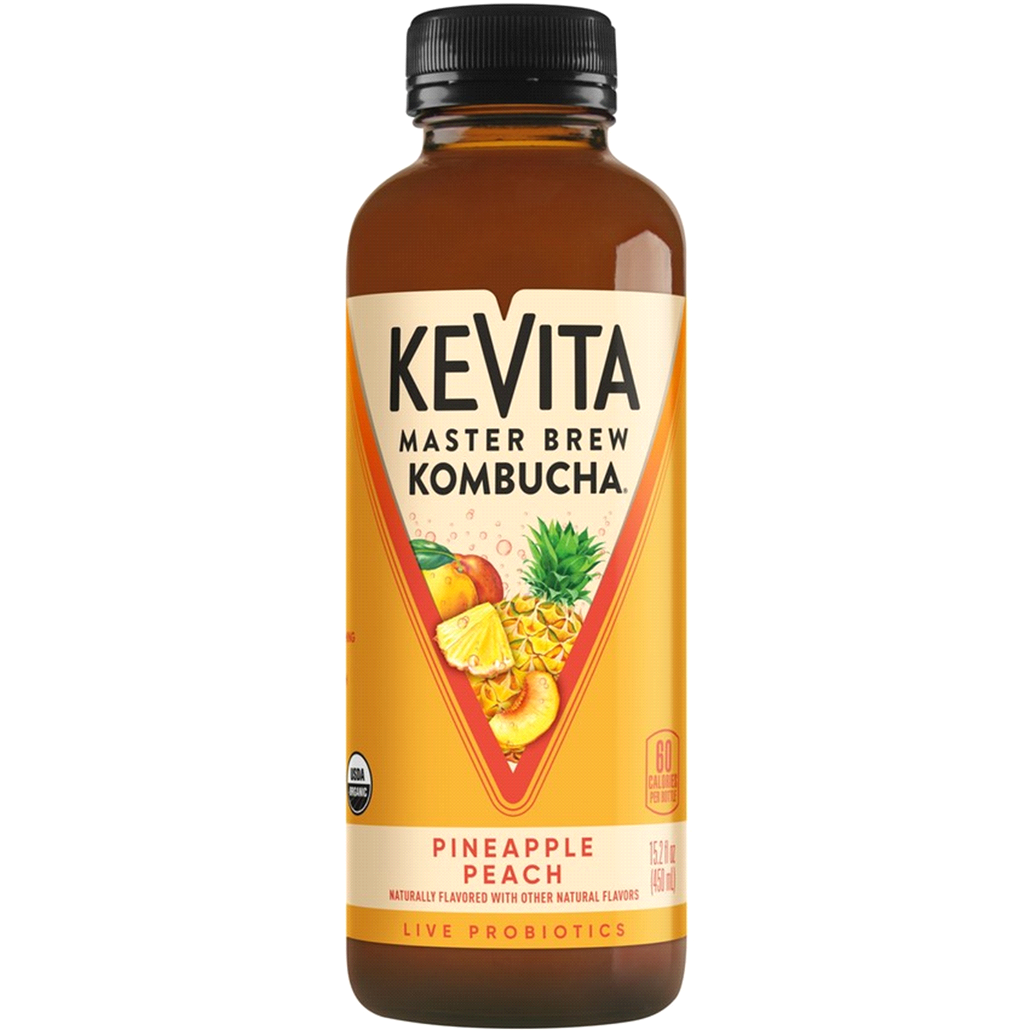 slide 1 of 1, KeVita Master Brew Organic Pineapple Peach Kombucha, 15.2 fl oz
