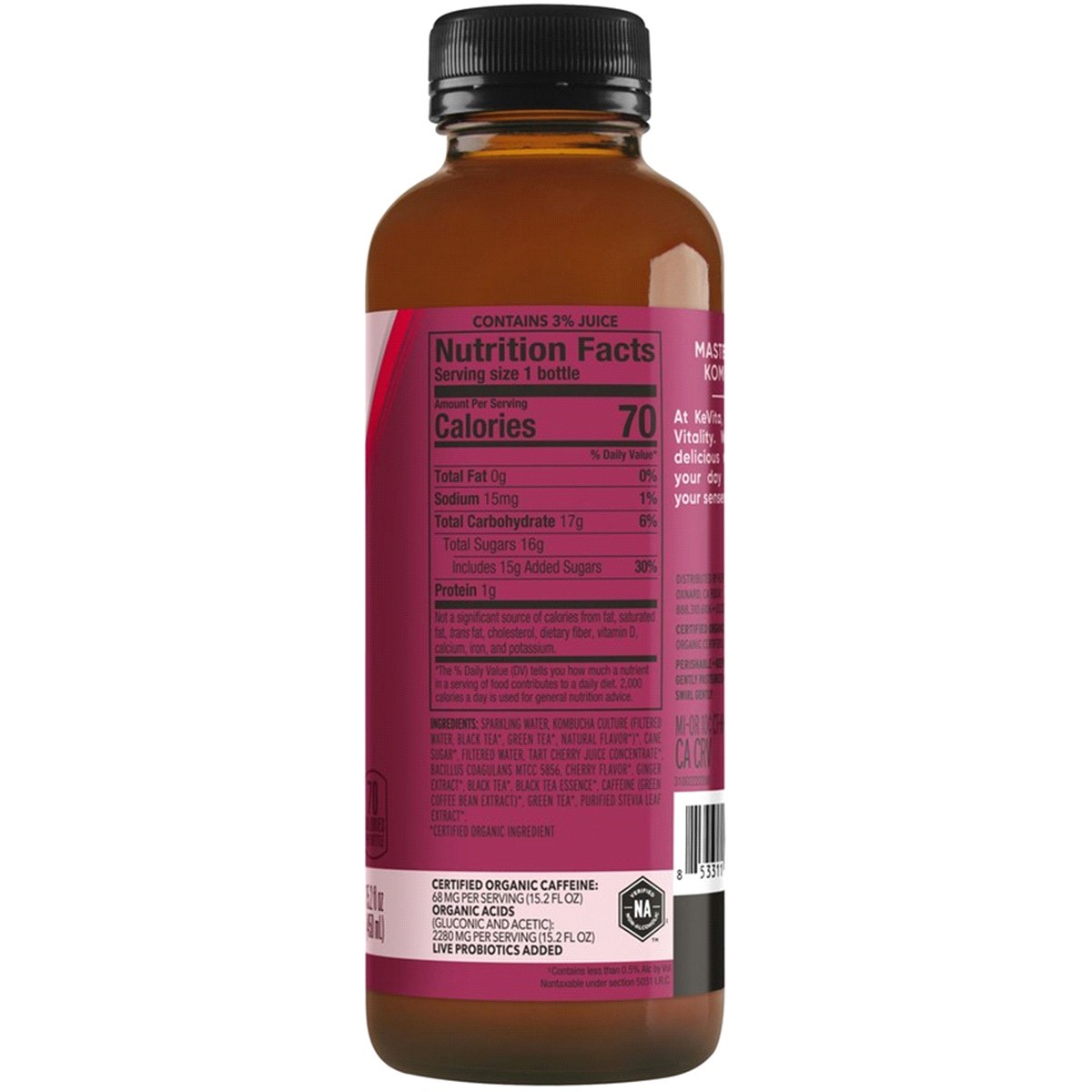 slide 2 of 2, KeVita Flavored Beverages Chilled, Tart Cherry, 15.2 oz