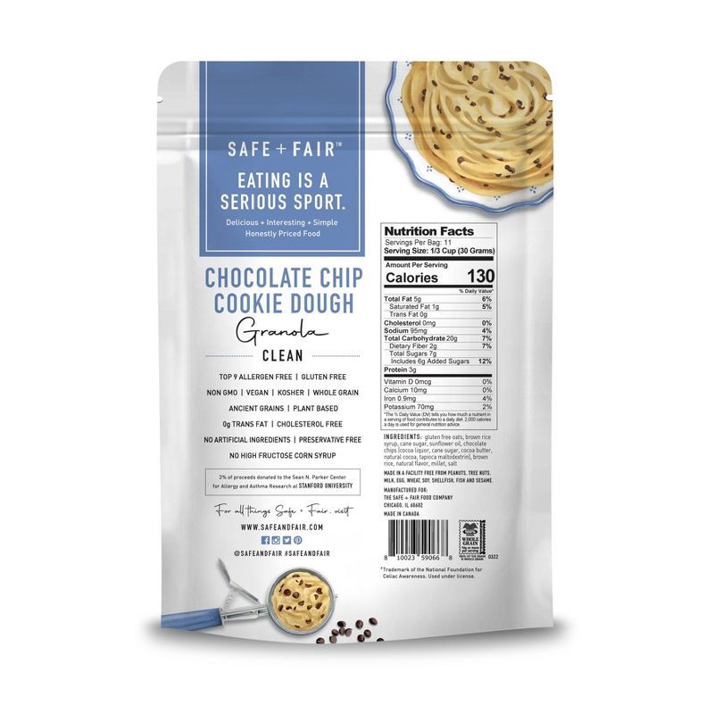 slide 3 of 4, The Safe + Fair Food Company Safe + Fair Chocolate Chip Cookie Dough Granola - 12oz, 12 oz