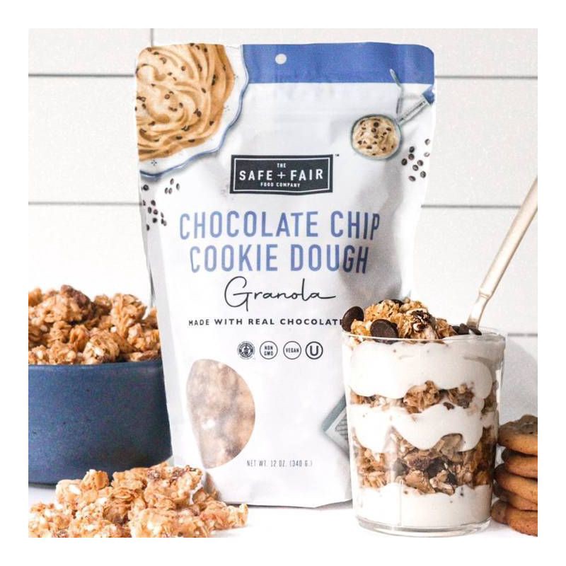 slide 2 of 4, The Safe + Fair Food Company Safe + Fair Chocolate Chip Cookie Dough Granola - 12oz, 12 oz