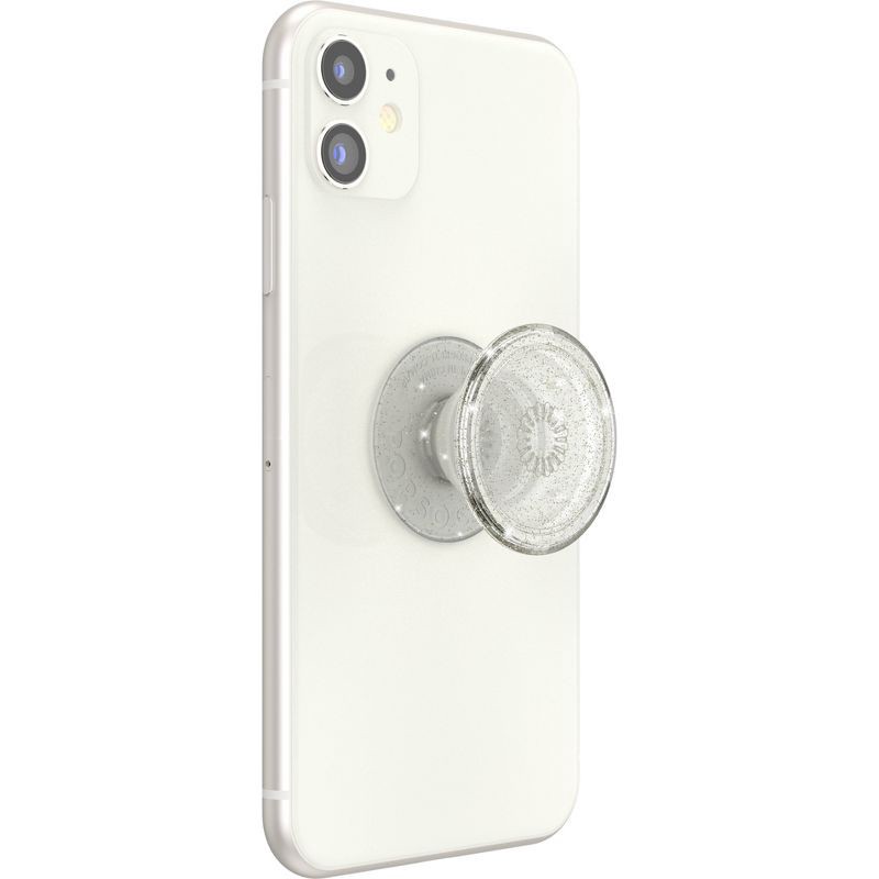 slide 5 of 5, PopSockets PopGrip Cell Phone Grip & Stand - Clear Glitter Silver, 1 ct