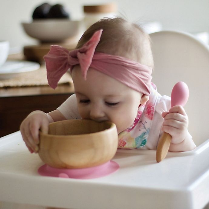 slide 2 of 5, Avanchy Bamboo + Silicone Suction Baby Bowl and Spoon - Grey, 1 ct