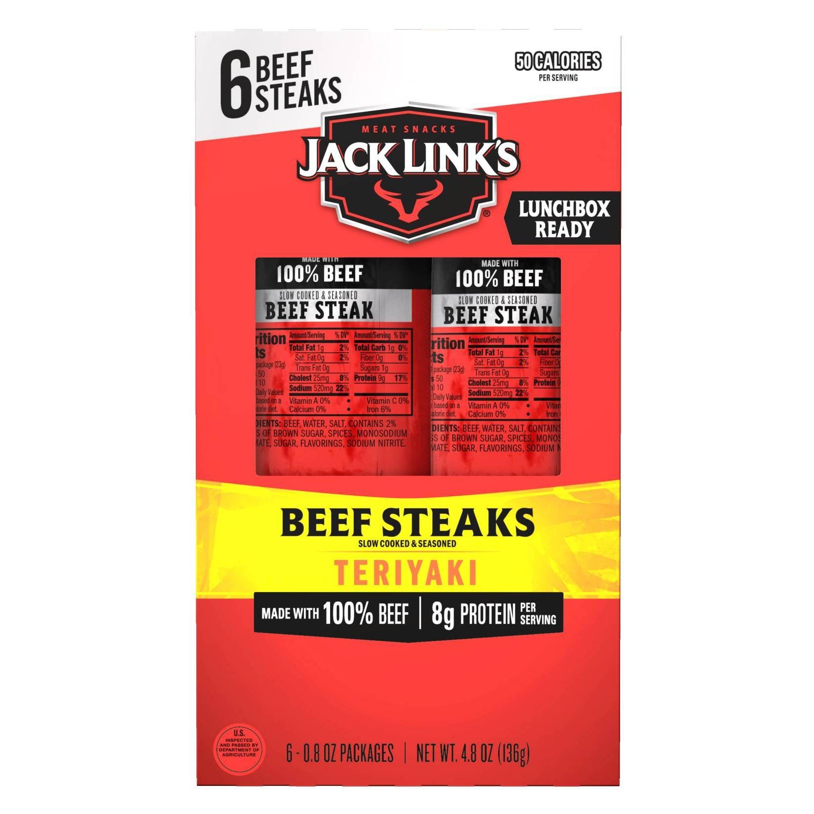 slide 1 of 1, Jack Link's Jack Links Teriyaki Beef - 0.8oz/6ct, 0.8 oz, 6 ct