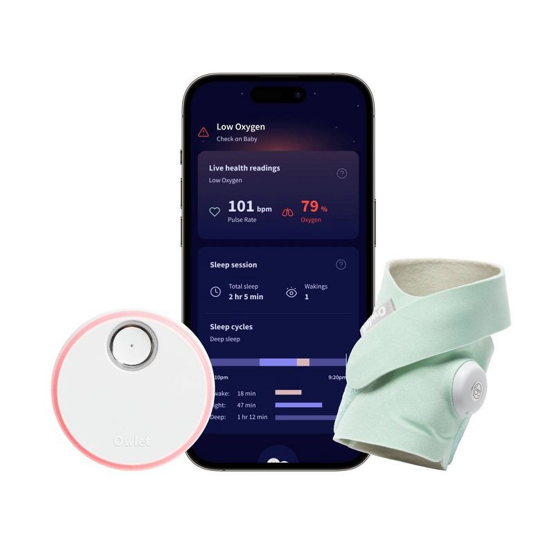 slide 1 of 12, Owlet Dream Sock - FDA-Cleared Smart Baby Monitor with Live Health Readings and Notifications - Mint, 1 ct
