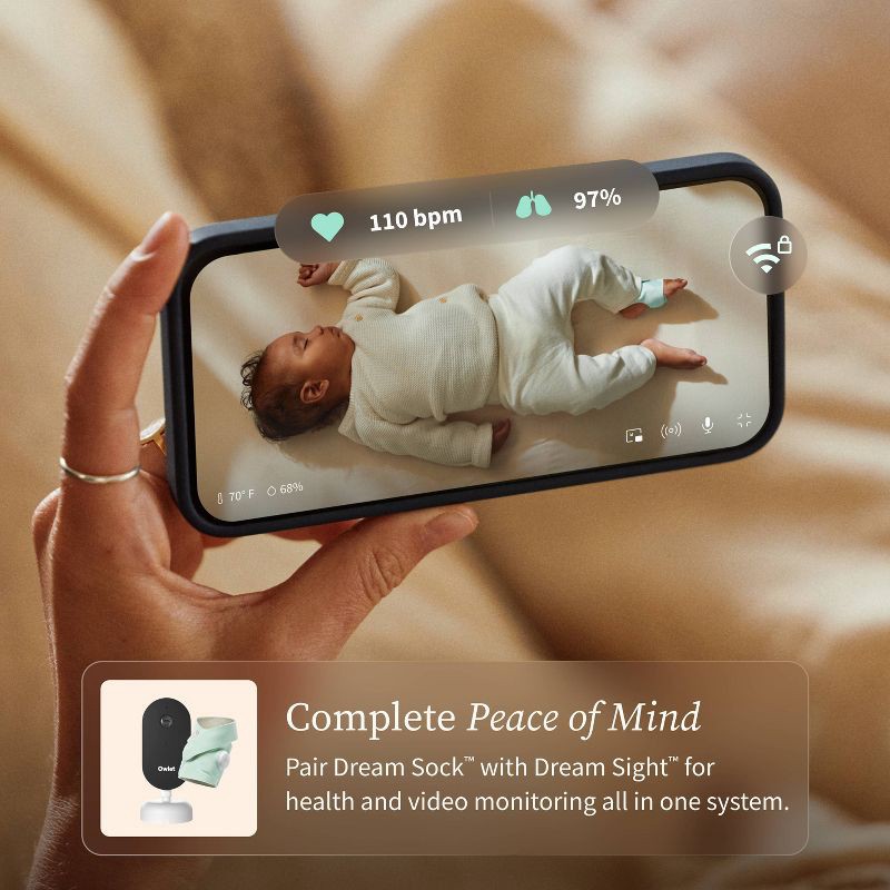 slide 8 of 12, Owlet Dream Sock - Smart Wearable Baby Breathing and Movement Monitor with Live Heart Rate & Oxygen Alerts - Mint, 1 ct