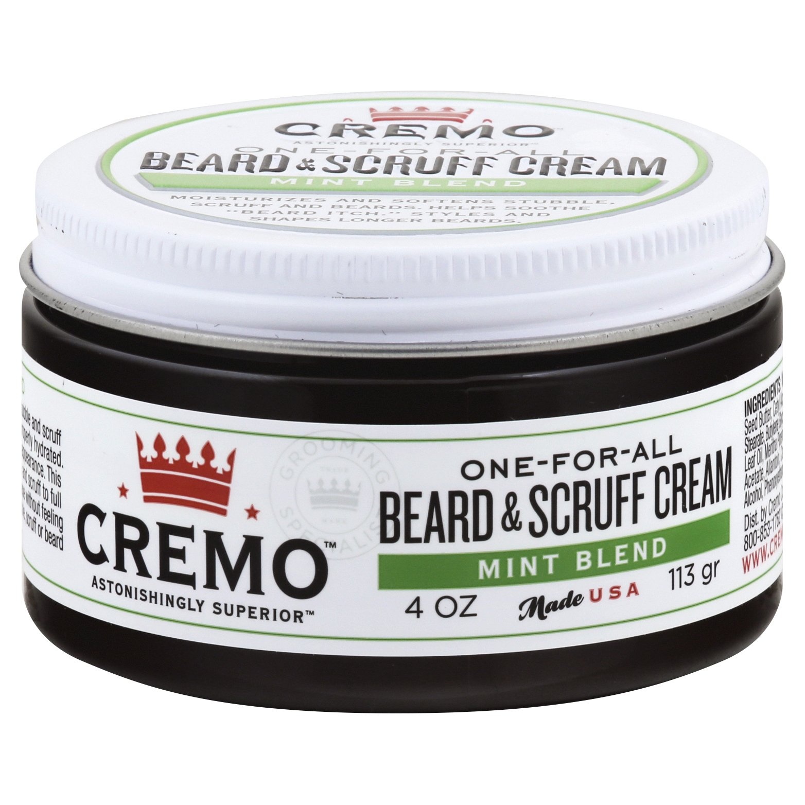 slide 1 of 5, Cremo One-For-All Beard & Scruff Cream Mint Blend, 4 oz