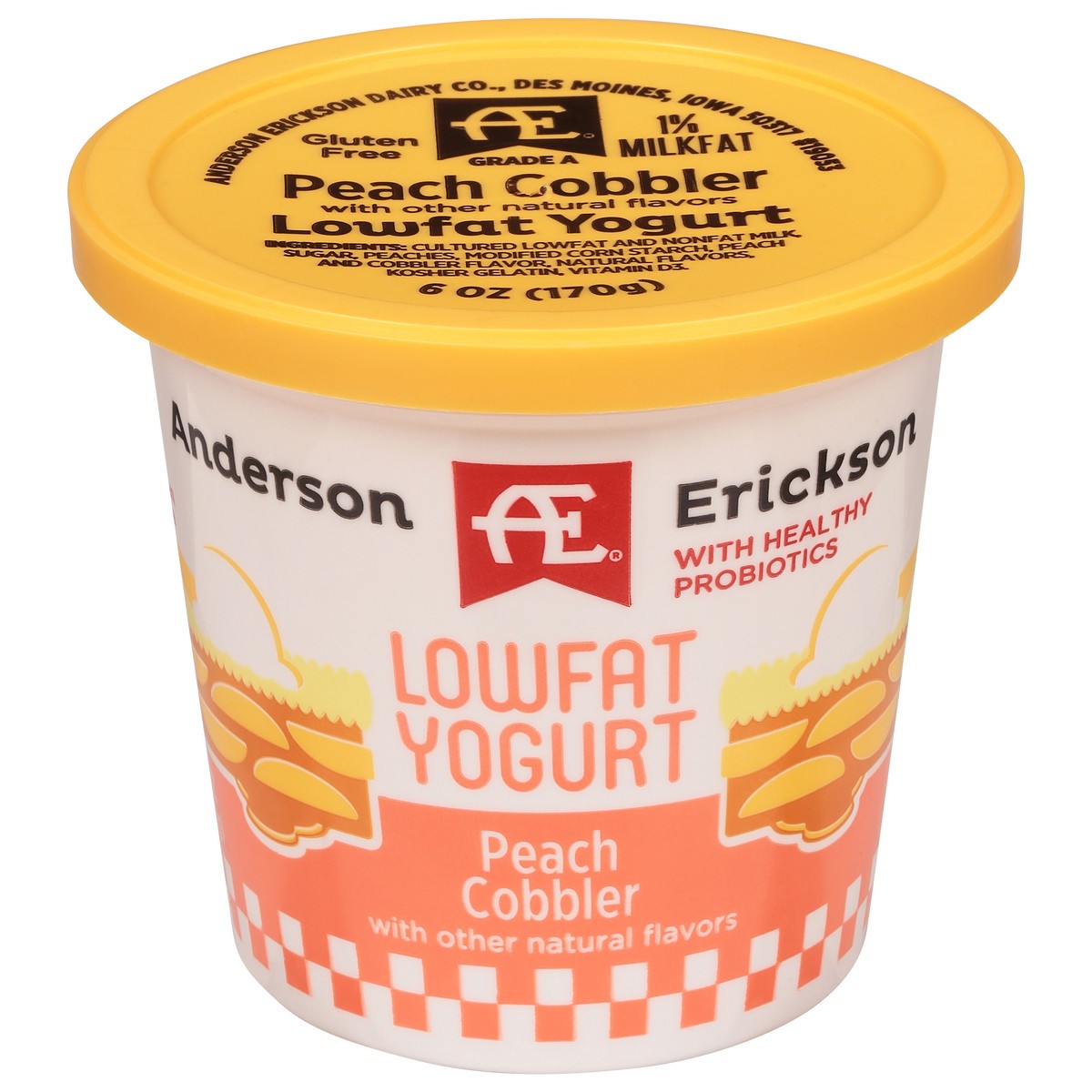 slide 1 of 11, Anderson Erickson Dairy Lowfat Peach Cobbler Yogurt 6 oz, 6 oz