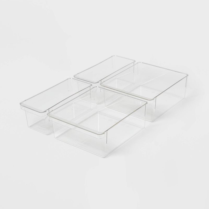 slide 1 of 2, 4pc Fridge & Pantry Bin Storage Set Clear - Brightroom™: Refrigerator & Pantry Organizers, BPA-Free, Hand Washable, 4 ct