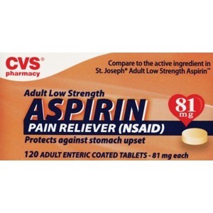 slide 1 of 1, CVS Health Low Strength Aspirin Pain Reliever 81mg Coated Tablets, 120 ct
