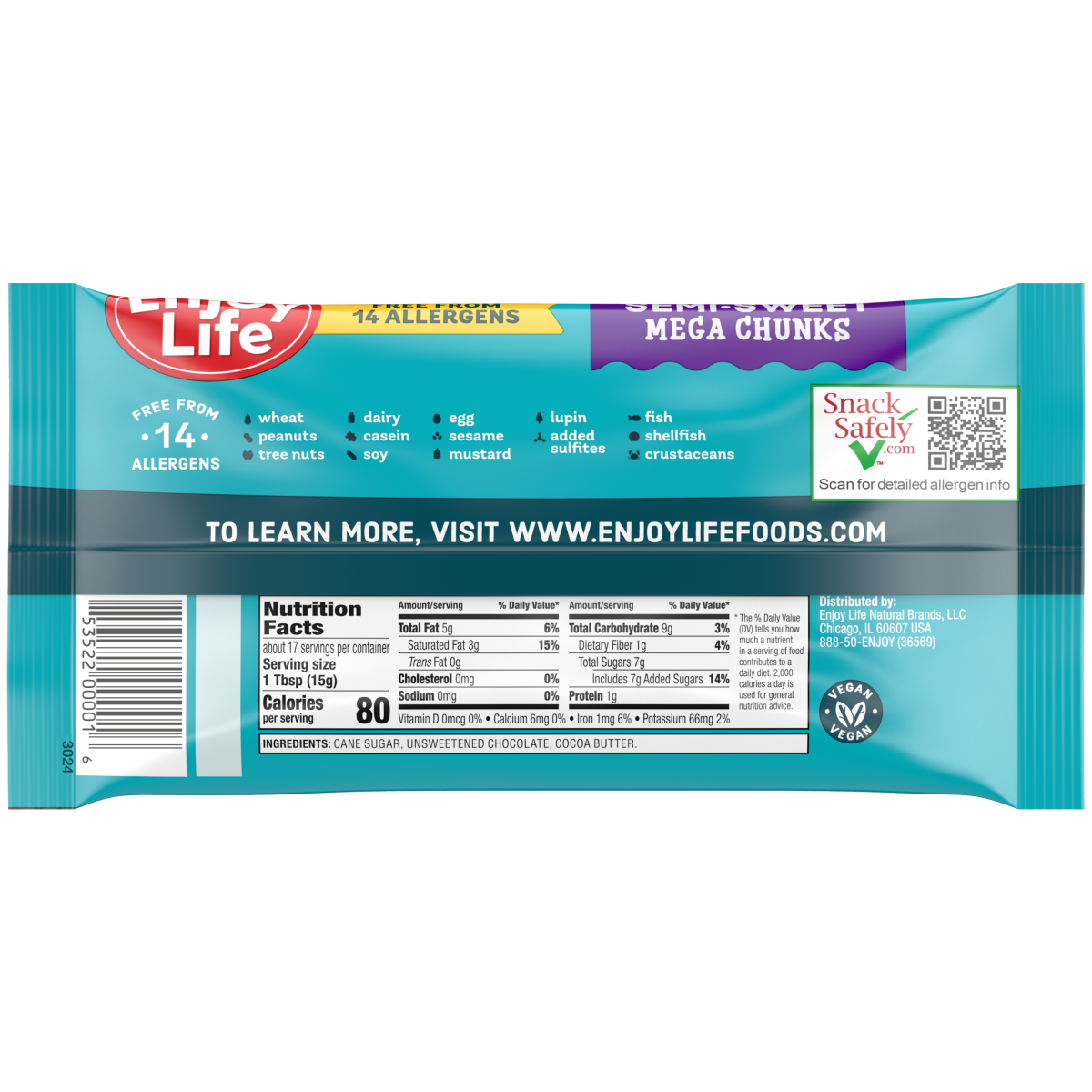slide 2 of 2, Enjoy Life Semi-Sweet, Dairy Free, Vegan Mega Chunk Chocolate Chips, 10 Ounce, 10 oz