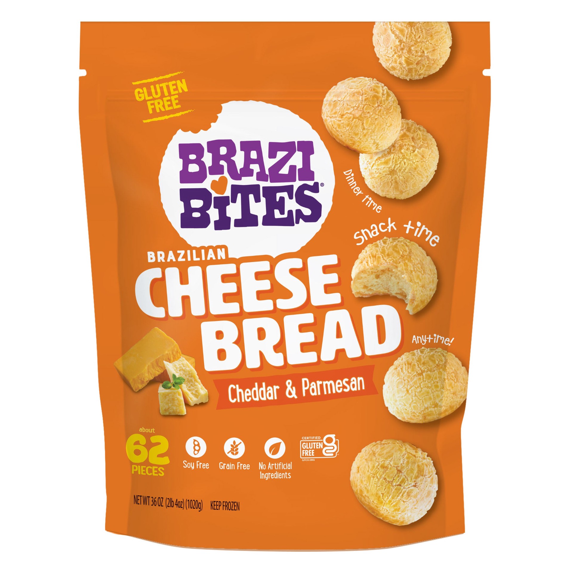 slide 1 of 2, Brazi Bites Brazilian Cheese Bread, Cheddar & Parmesan, 62 count, 