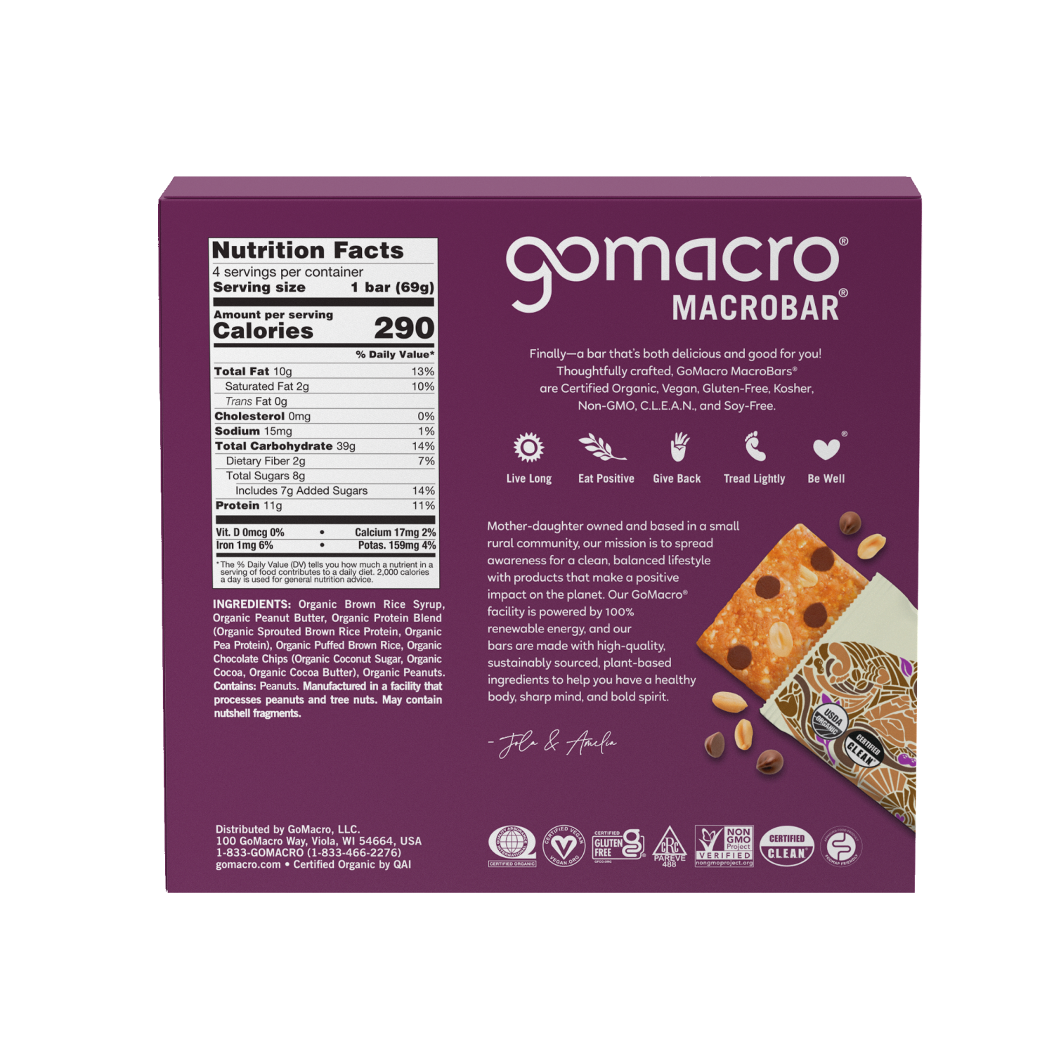 slide 2 of 3, GoMacro Peanut Butter Chocolate Chip MacroBar Multipack - 9.6 oz, 9.6 oz