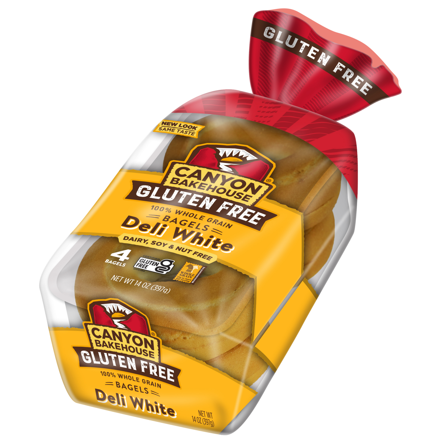 slide 3 of 4, Canyon Bakehouse Deli White Bagels, Gluten Free Bagels, 100% Whole Grain, Fresh, 4 Count, 14 oz