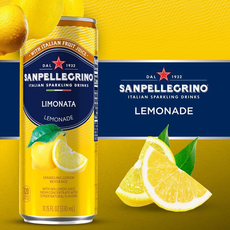 slide 2 of 8, Sanpellegrino Lemon Italian Sparkling Beverage - 6pk/11.15 fl oz Cans, 6 ct; 11.15 fl oz