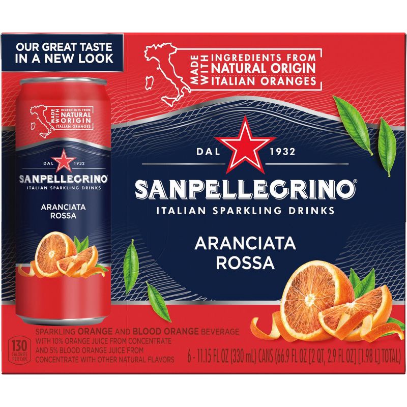 slide 2 of 8, Sanpellegrino Blood Orange Italian Sparkling Beverage - 6pk/11.15 fl oz Cans, 6 ct; 11.15 fl oz