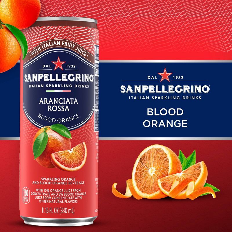 slide 3 of 8, Sanpellegrino Blood Orange Italian Sparkling Beverage - 6pk/11.15 fl oz Cans, 6 ct; 11.15 fl oz