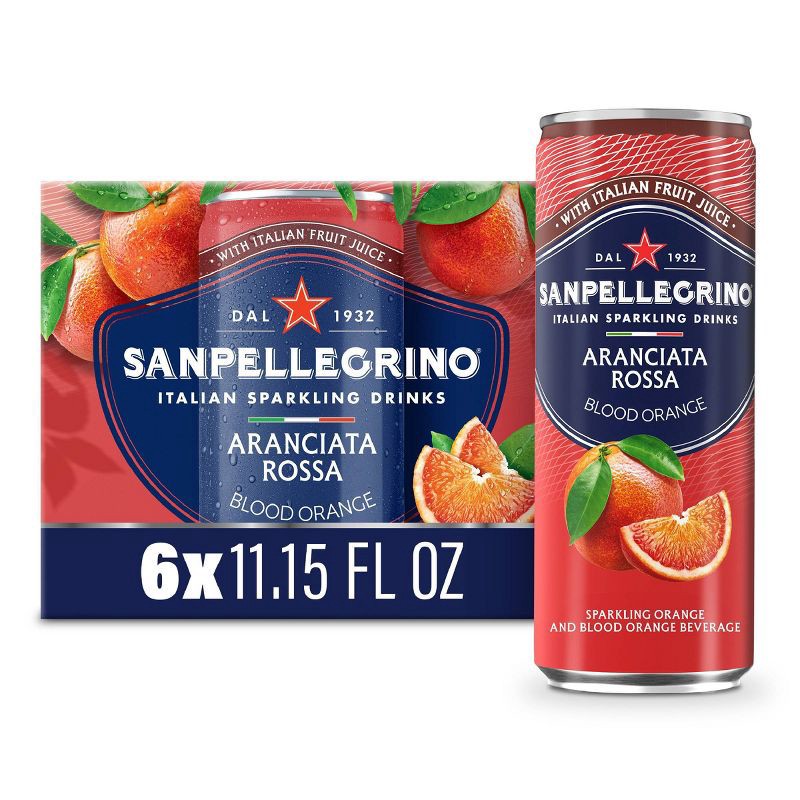 slide 1 of 8, Sanpellegrino Blood Orange Italian Sparkling Beverage - 6pk/11.15 fl oz Cans, 6 ct; 11.15 fl oz