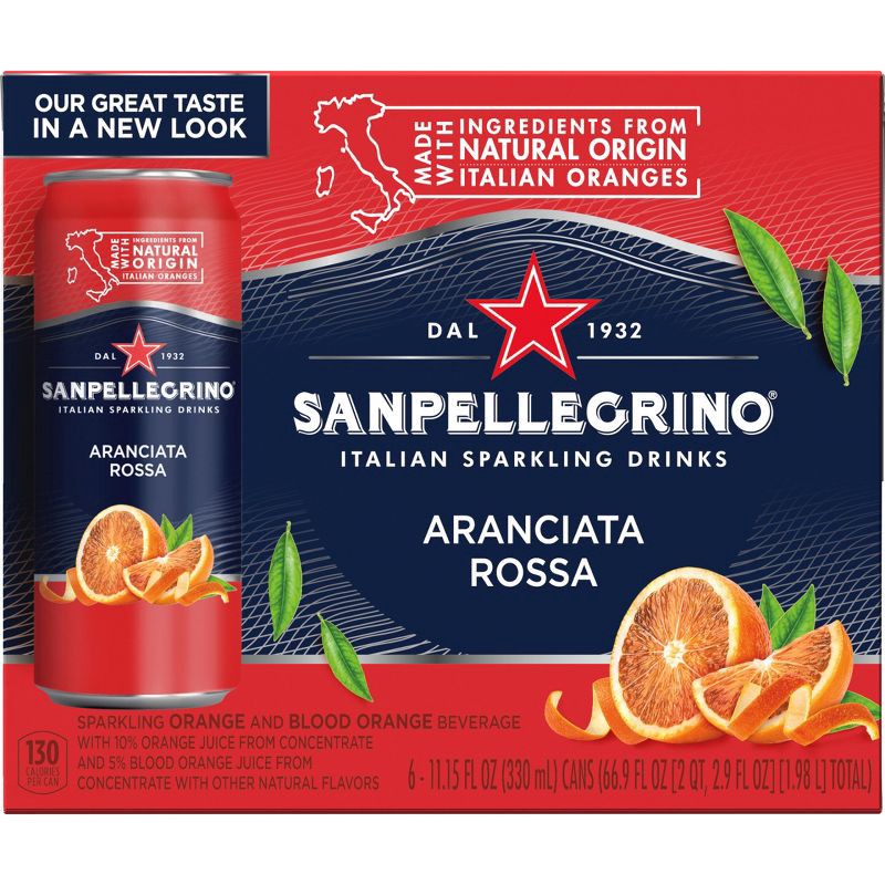 slide 1 of 8, Sanpellegrino Blood Orange Italian Sparkling Beverage - 6pk/11.15 fl oz Cans, 6 ct; 11.15 fl oz