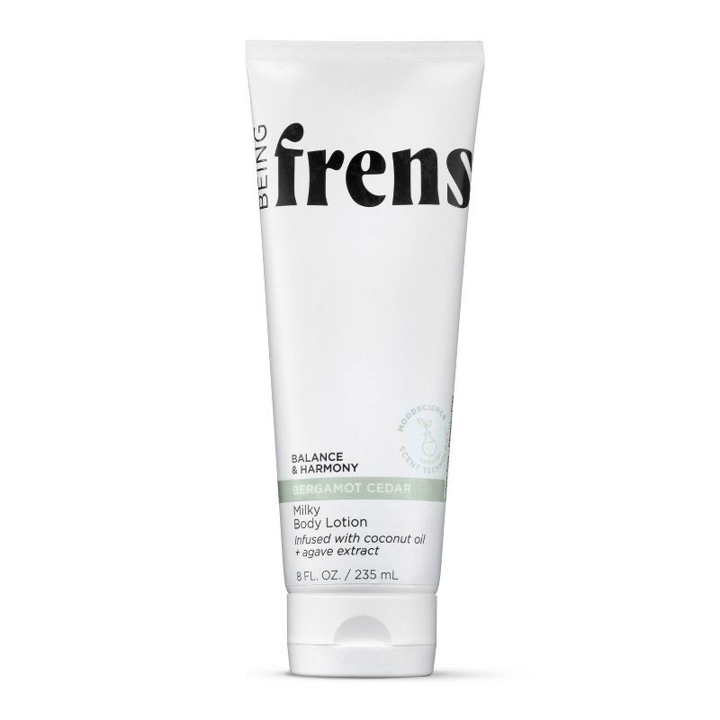 slide 1 of 7, Being Frenshe Milky Hydrating Lotion for Dry Skin with Coconut Oil - Bergamot Cedar - 8 fl oz, 8 fl oz