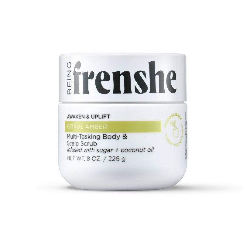 slide 1 of 7, Being Frenshe Multi-Tasking Floral Body & Scalp Scrub - Citrus Amber - 8oz, 8 oz